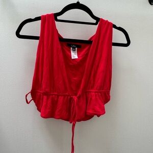 Red crop top with tie front